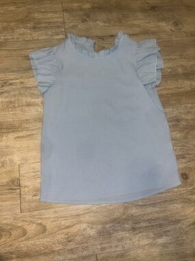 SHEIN Pale Blue Ruffle Sleeve Knit Top